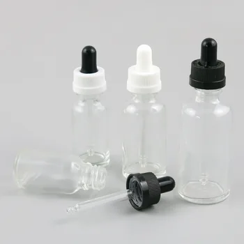 

10 X 1oz Clear glass dropper bottle Transparent Essential oil bottle Serum Pipette Dropper 5-100ml with plastic cap