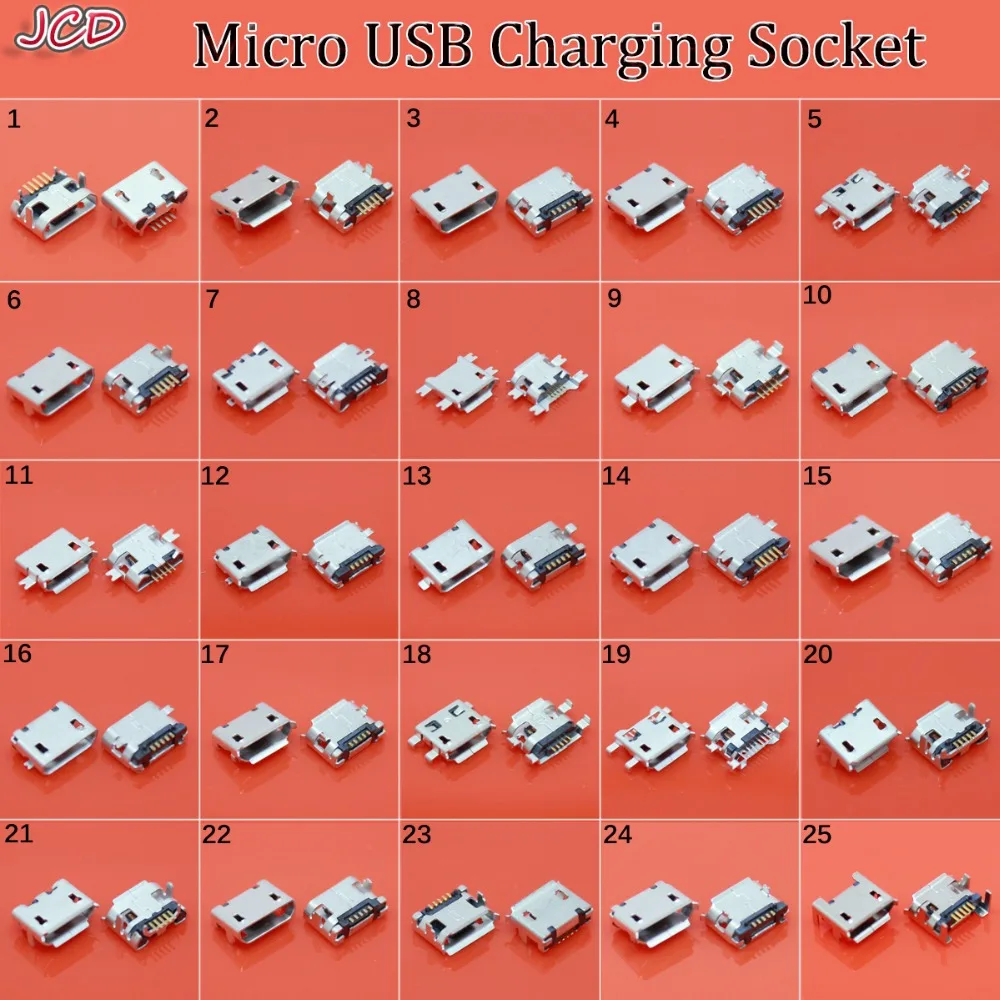 

JCD 5 Pin SMT Socket Connector Micro USB Type B Female Placement SMD DIP Socket Connector 7 Pin Micro USB Connector for Lenovo