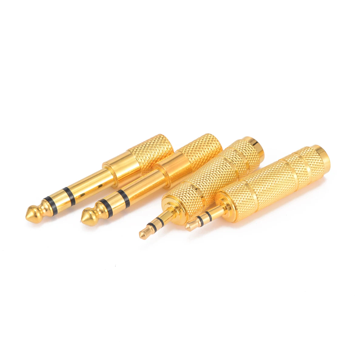 4pcs 3.5mm Male to 6.35mm Female Adapter 6.35 Plug to 3.5 Jack Stereo Speaker Audio Adapter Converter for Headphone Microphone
