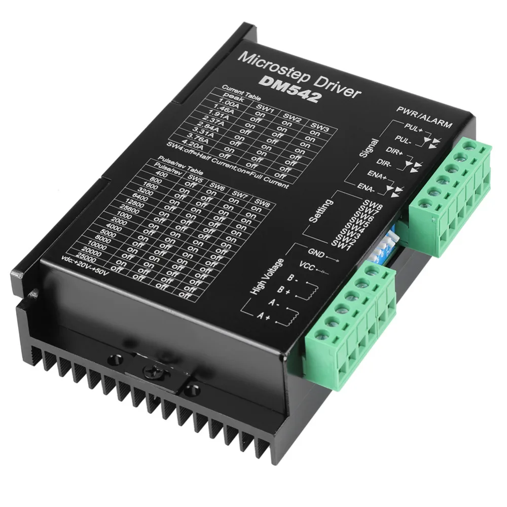 M542H 128 Microstep Stepper Motor Driver DC 12-32V 3A for 2-phase 4-phase Hybrid 42, 57 Motors Bridge DC Stepper Motor Driver M542H 128 Microstep Stepper Motor Driver DC 12-32V 3A for 2-phase 4-phase Hybrid 42, 57 Motors Bridge DC Stepper Motor Driver