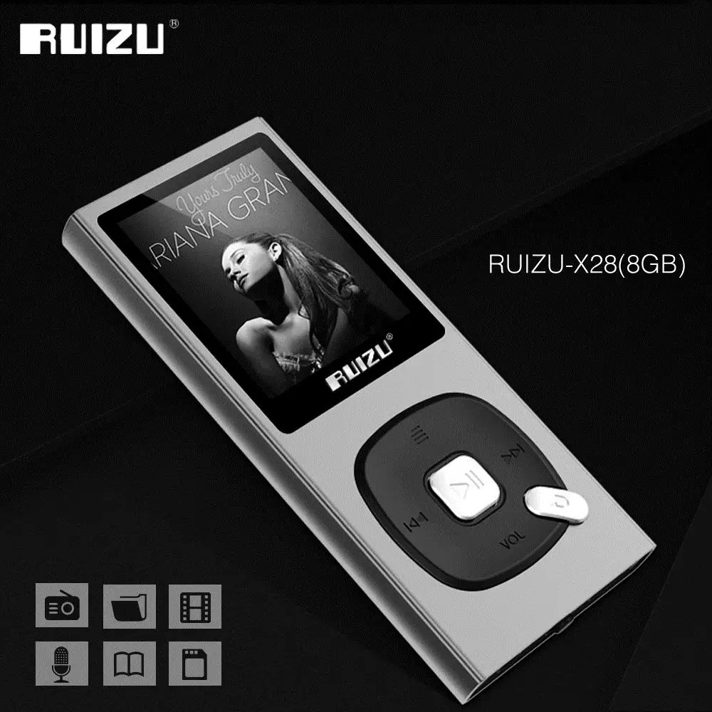 

RUIZU X28 Original MP3 Player 8GB Hifi Sound Quality Lossless Music Player with FM Recorder Support TF Card MP3/WAV/APE/WMA/FLAC
