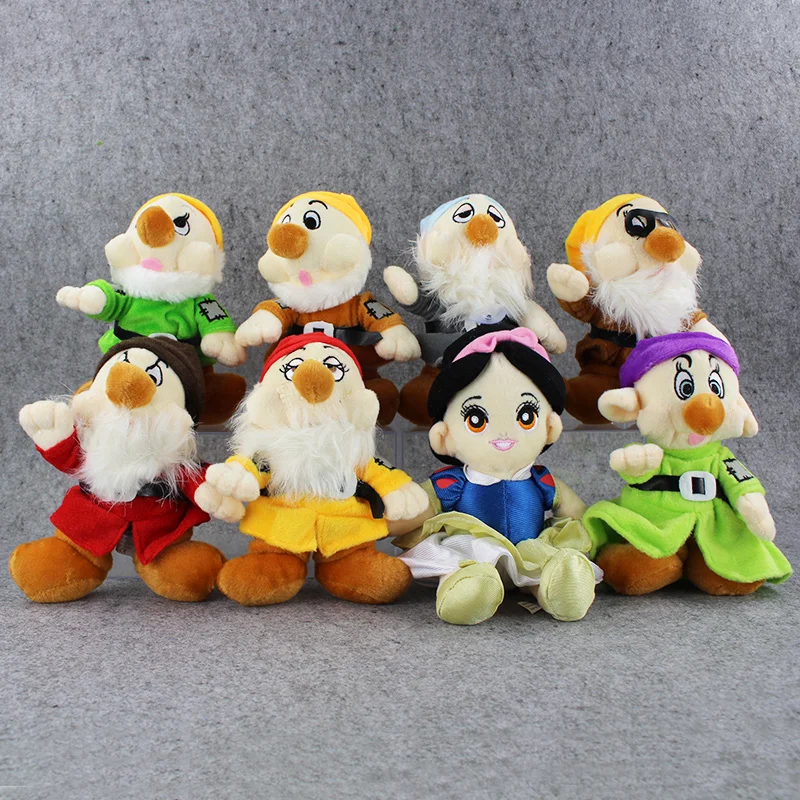 

26-29cm 8pcs/lot The Snow White Princess and Seven Dwarfs Soft plush Doll Toys