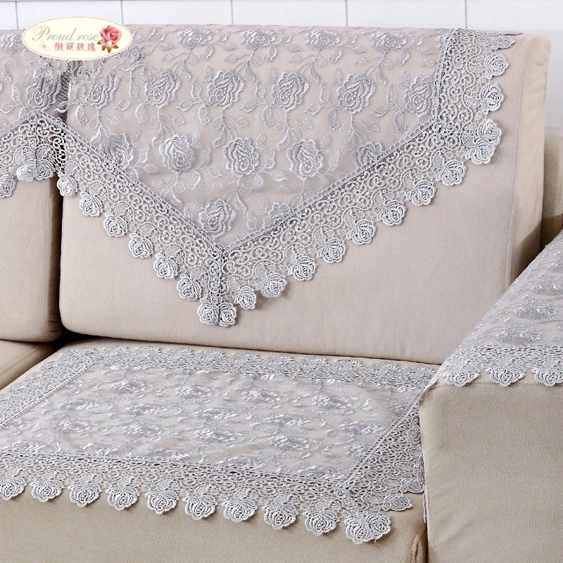 Proud Rose Korean Lace Sofa Towel Couch Cover Embroidery Backrest Towel