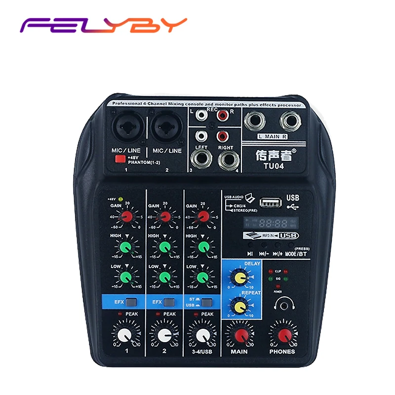 

FELYBY TU04 mixer with Bluetooth USB and sound card function mixer for recording voice-activated radio
