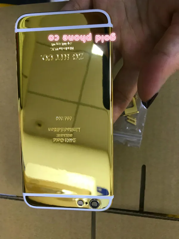 New Perfect Quality 24k Mirror Gold Chassis Back Cover for iphone 6 6s ZG CO Battery Door Housing Middle Frame with Buttons