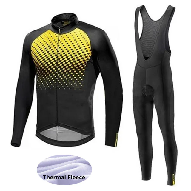 

Mavic Men's Cycling Jersey Set Winter 2018 Pro Team Cycling Set Thermal Fleece Cycling Clothes Maillot Ropa Ciclismo Invierno