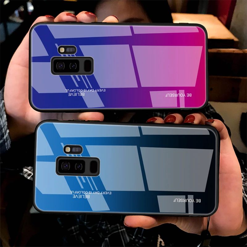 Новый градиентный стеклянный чехол для Samsung Galaxy S10 S9 S8 Plus Note 9 A8 A5 A7 2017 M10 S10e J6 2018