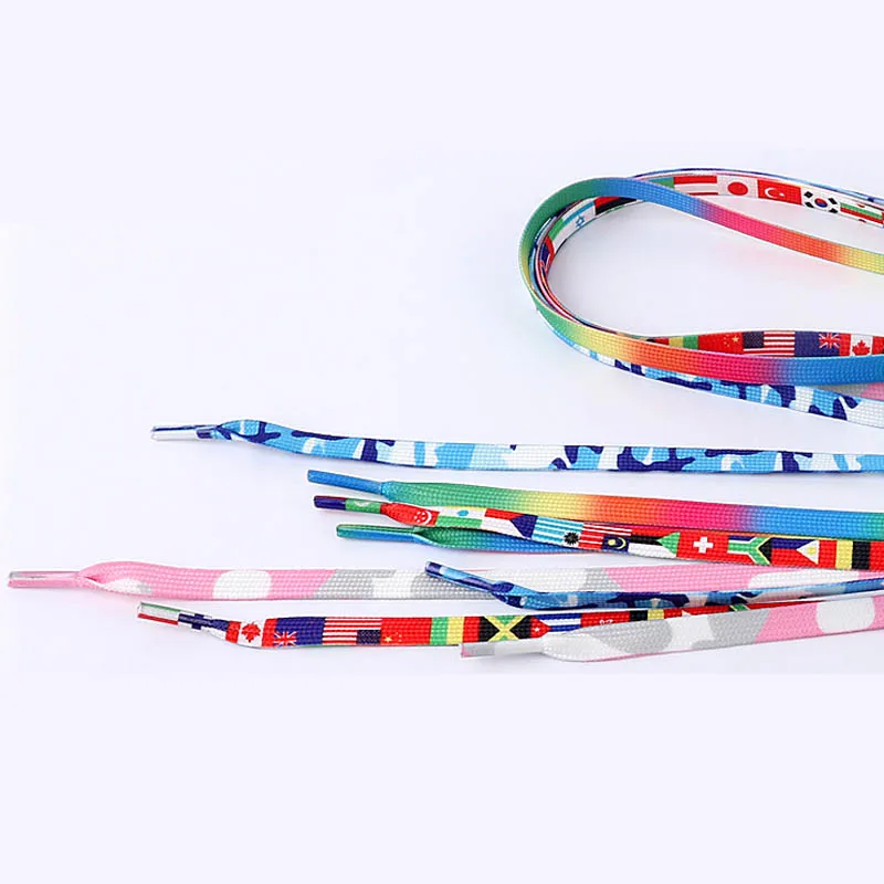 50 Pairs New Fashion Laces Printing Rainbow Flat Gradient Men Women Sports Canvas Shoes Colorful Laces Shoelaces Lace Up Sneaker