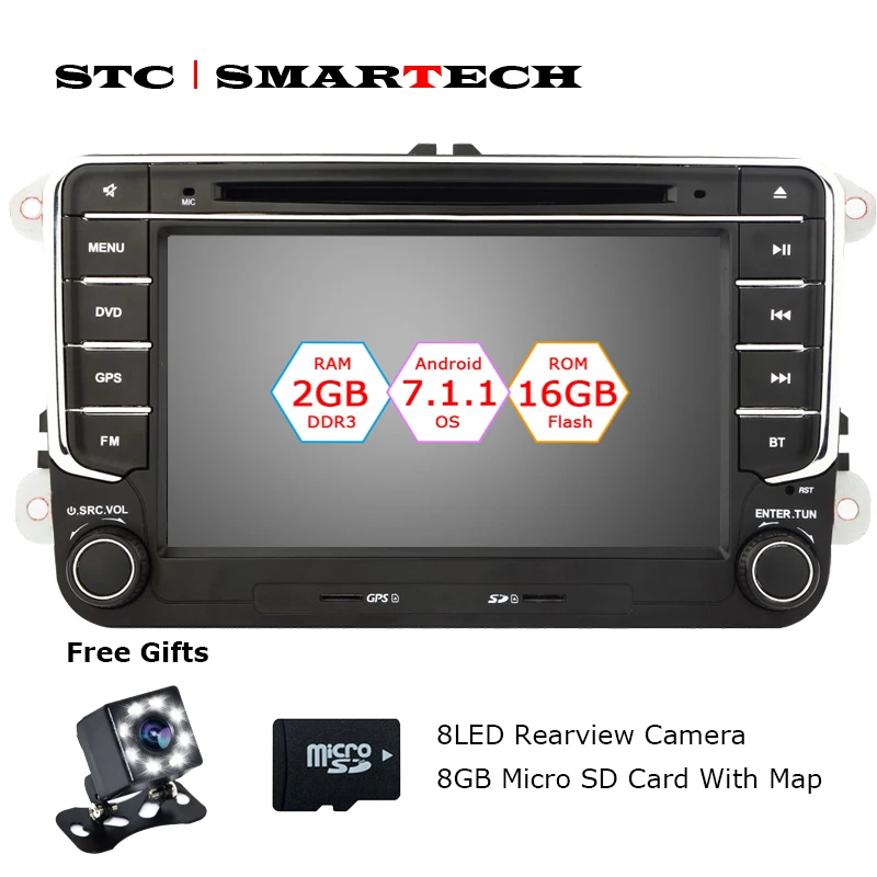 SMARTECH 2 Din Android 7 1 автомобильный DVD gps-навигатор для VW Volkswagen passat b6 golf 5 polo jetta Skoda ГБ ram 16