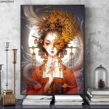 

QIANZEHUI,DIY 5D The ancient beauty Diamond Embroidery,Round Diamond Full Embroidery Diamond painting cross stitch,needlework