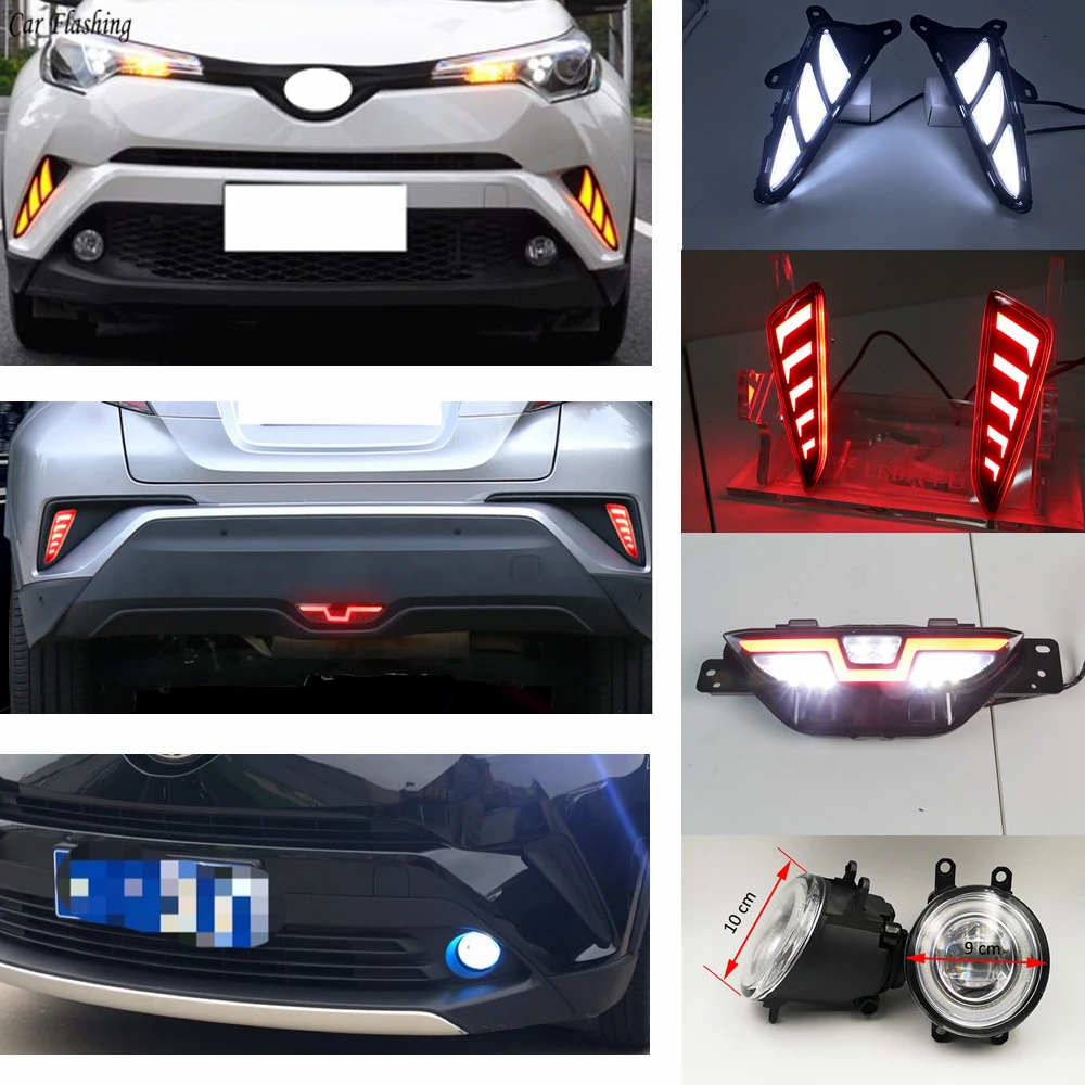 

Car flashing 1Set For Toyota CHR C-HR 2016 2017 2018 2019 LED Daytime Running Turning Signal Light DRL Fog Lamp Brake light