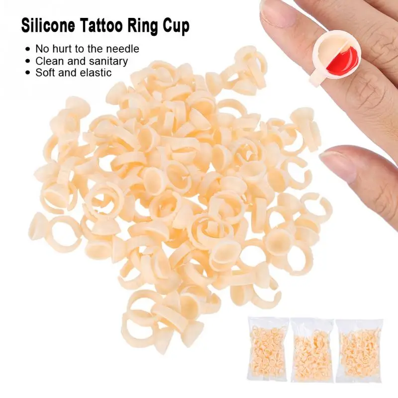 

100Pcs Eyebrow Tattoo Ring Cup Microblading Pigment Glue Holder Divider Tattoo Ink Pigment Holder Cup Permanent Makeup