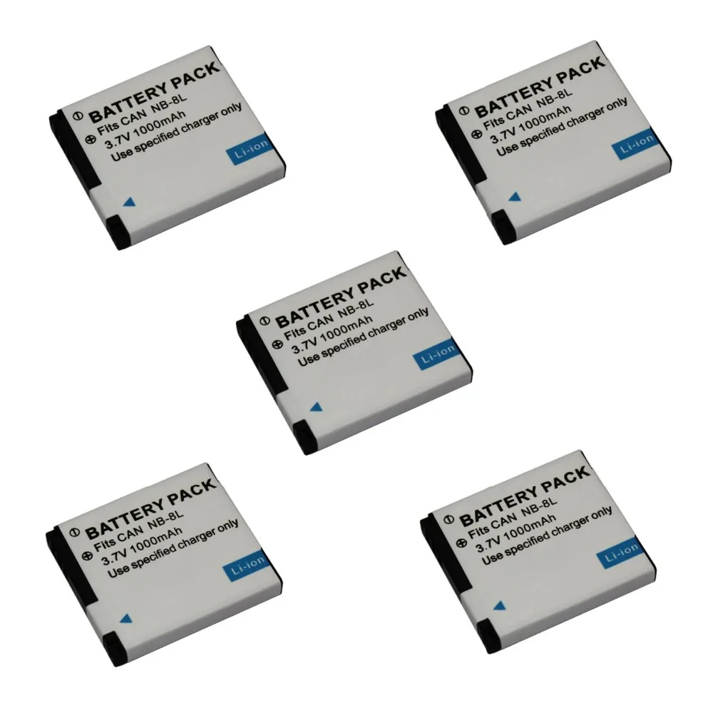 5 Pcs 1000mAh NB 8L NB 8L 3.7v rechargeable Battery For Canon PowerShot