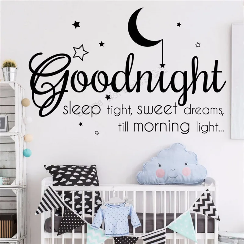 

Wall Art Sticker Good Night Wall Decoration Kids Bedroom Poster Removeable Mural Beauty Cute Decal Sweet Dream Decor LY509