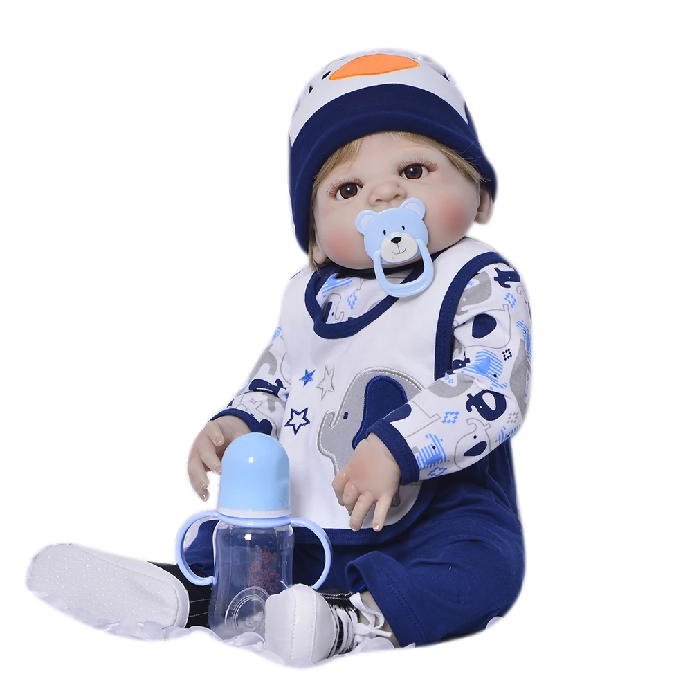 23 дюймов Boneca bebes reborn мальчик полный корпус силиконовый винил реборн Младенцы