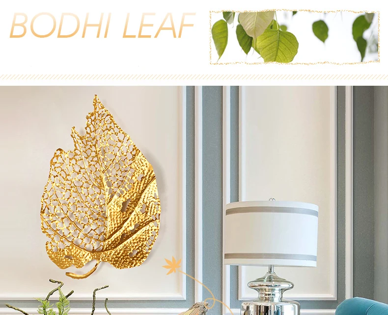 Американский кованый железный золотой лист, Настенный декор, украшение для дома, гостиная/офис, крыльцо, 3D настенное украшение