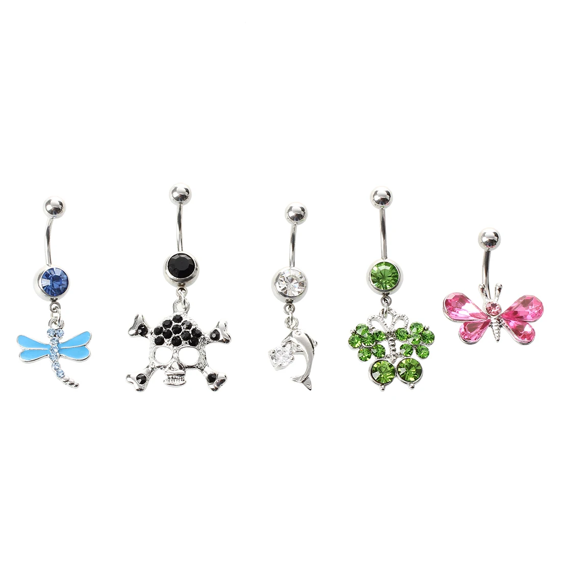 

LOT OF 5 BELLY PIERCING MULTI ANIMALS IN STAINLESS STEEL 10MM
