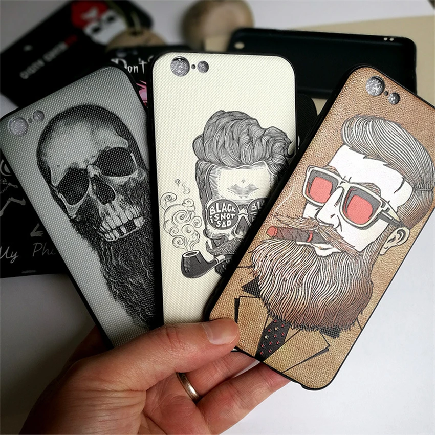 Модный чехол для телефона с черепом iphone 6 6s 7 8 Plus X рельефный Мягкий силиконовый из