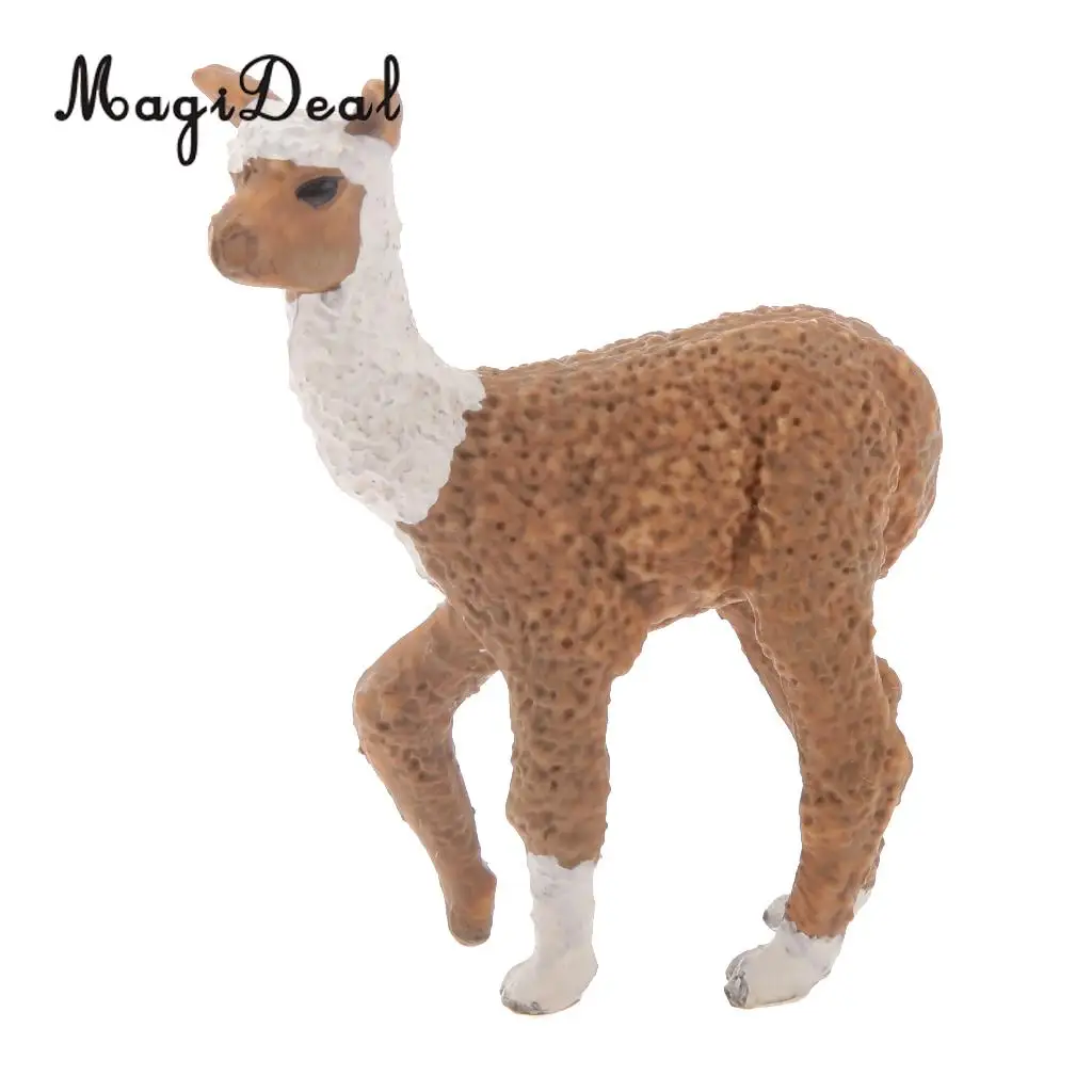 2 Pieces Realistic Wildlife Zoo Animal Camel Alpaca Model Action Figures Playset Kids Children Educational Toy Gift