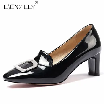 

Lsewilly2019 new fashion women's pumps thick high heels pointed to elegant slip on wedding party shoes size big 34-48 E728
