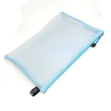 Zip Up Нейлоновой Сетки Бумаги ФОРМАТА А4 Файла Документа Мешок Ручки Держатель Организатор Светло-Голубой