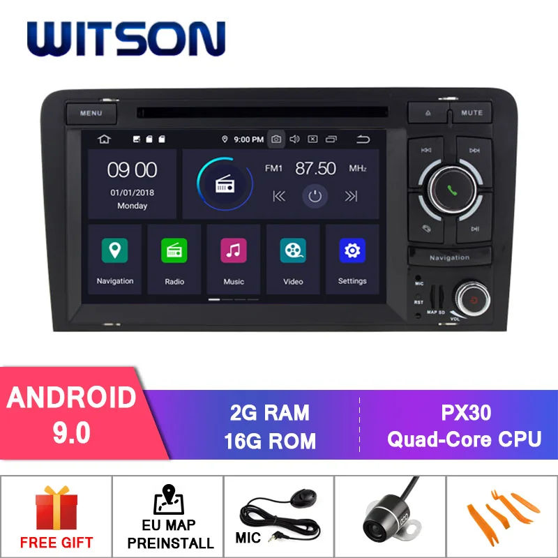 Flash Deal WITSON Android 9.0 with 8 Core 4GB RAM+64GB ROM CAR DVD PLAYER WITH GPS for AUDI A3 2003-2013 audio system with gps car radio 1