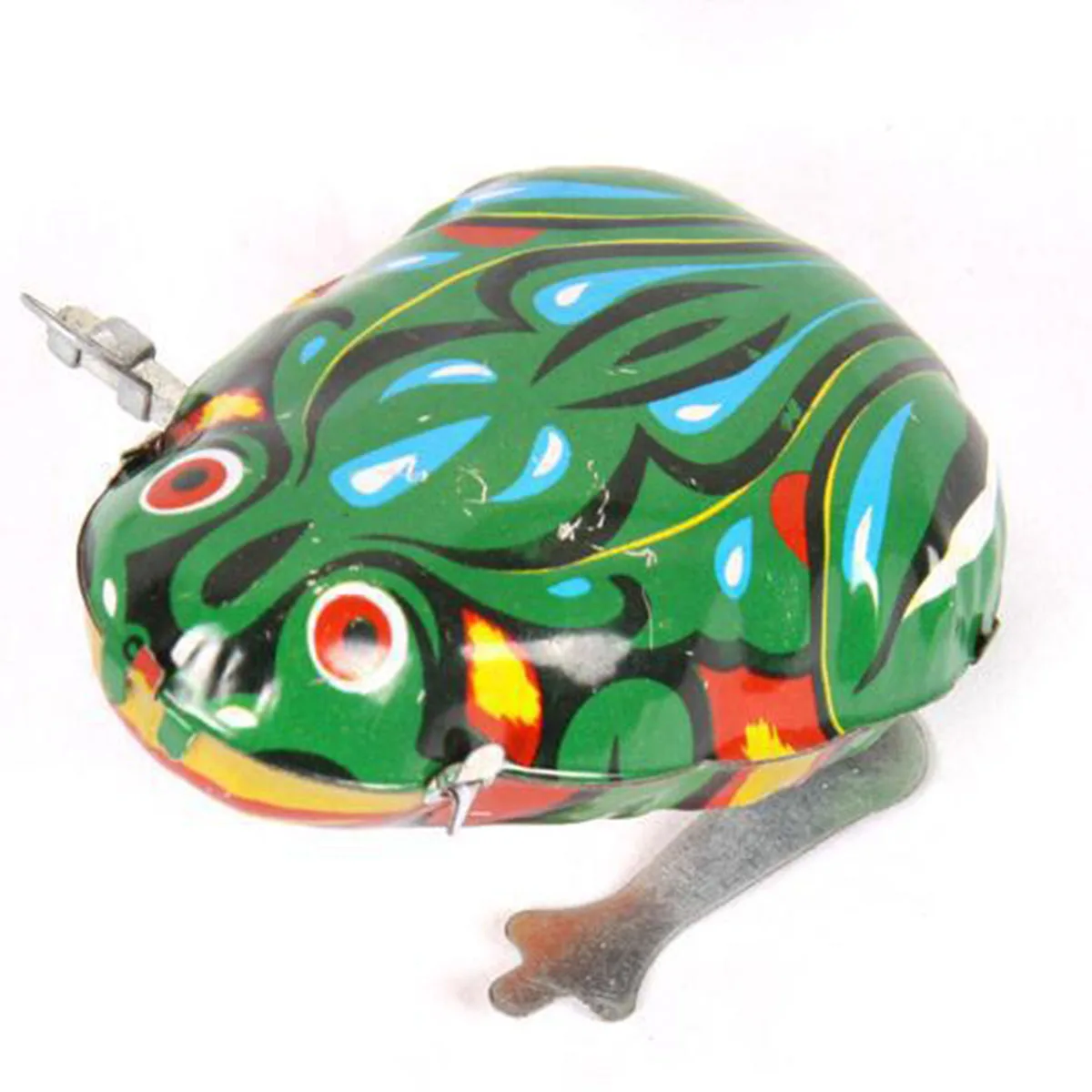 Vintage Metal Wind up Jumping for Frog Retro Model Clockwork Tin Toy
