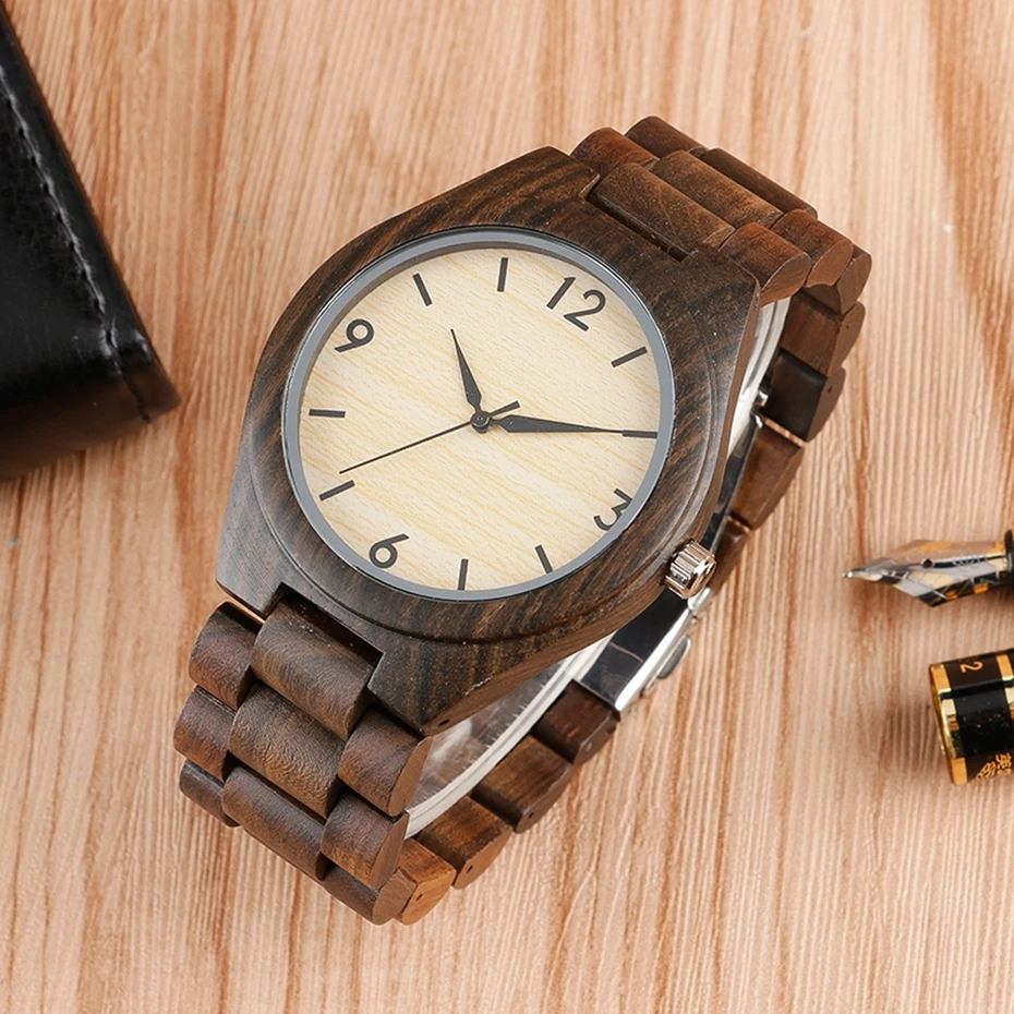 Creative Full Natural Wood Male Watches Handmade Bamboo Novel Fashion Men Women Wooden Bangle Quartz Wrist Watch Reloj de madera 2017 (29)