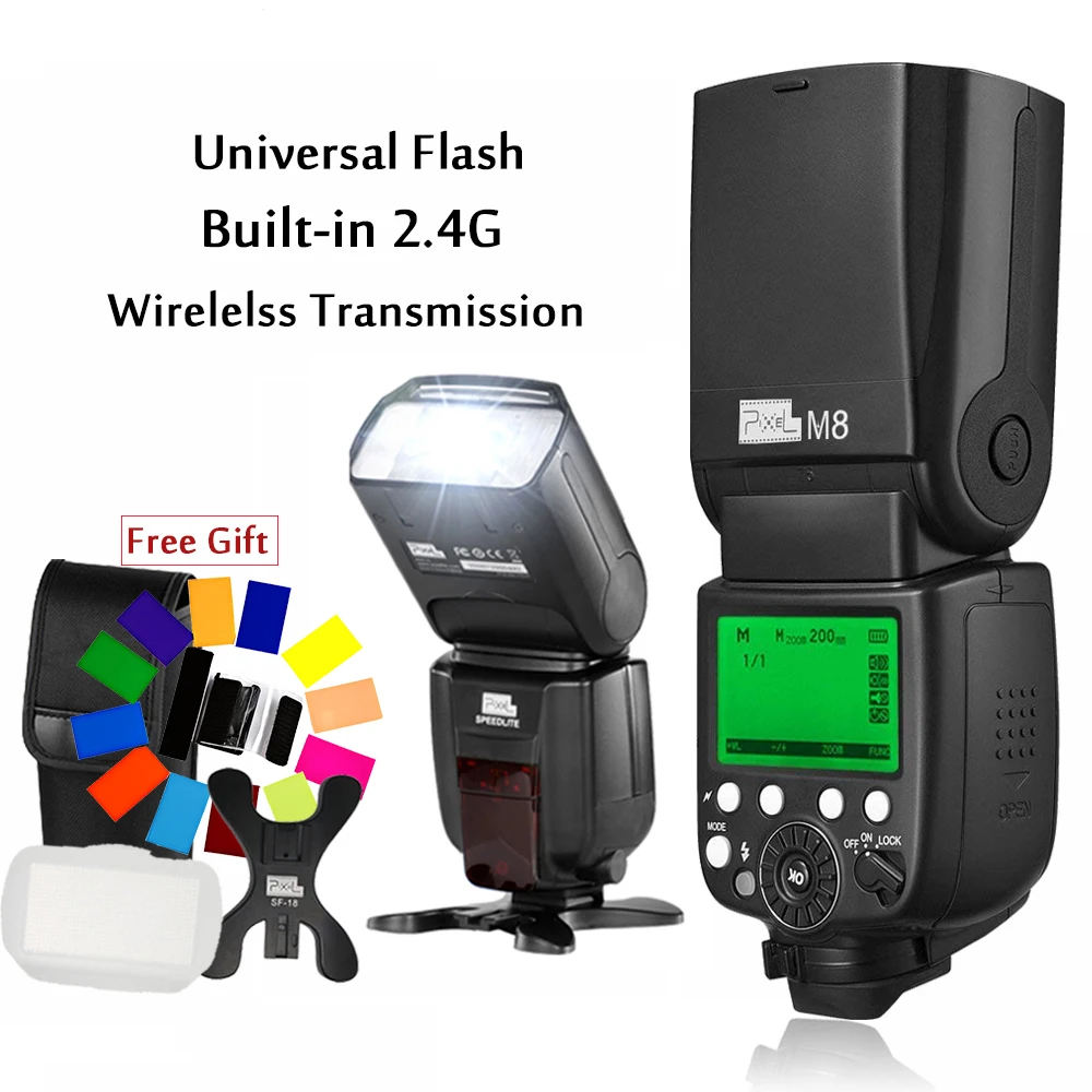 

PIXEL M8 Camera Flash Wireless Speedlite Flash GN60 LCD Flash Modes for Canon Nikon Sony Pentax Fujifilm Panasonic Olympus DSLR