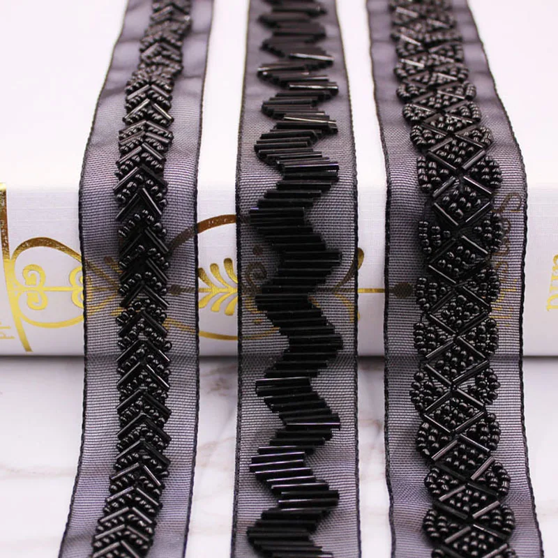 10 Yards Black Beads Lace Trimming Clothing Accessories Diy Handmade