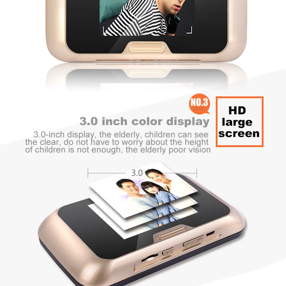 3.1" Peephole Doorbell 1.3MP HD Night version Camera House Visitor talk-back Intercom system Video door phone wide angle viewing
