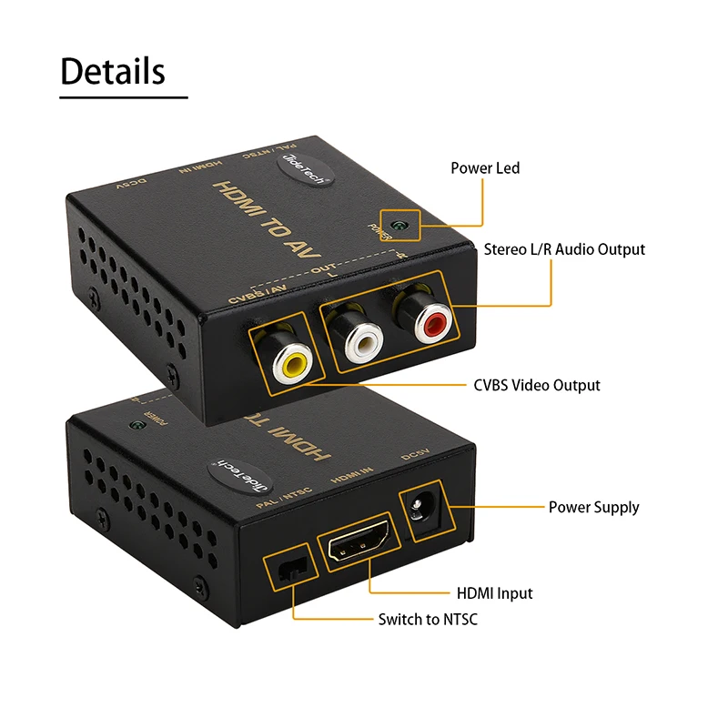 Mini HDMI К AV Video Converter Видео Поддержка 1080 P 3D для ПК чехол ноутбука PS4 PS3 ТВ STB VHS VCR Камера