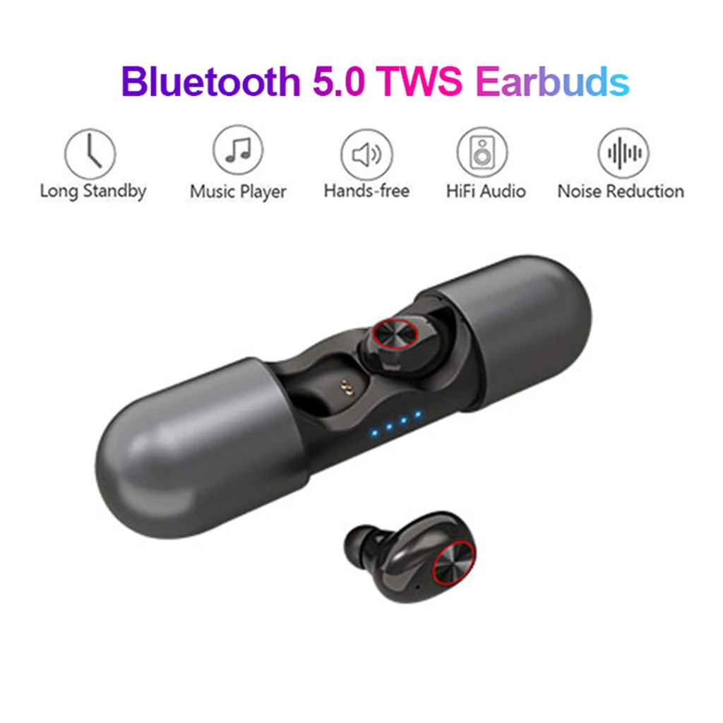 

V8 TWS True Wireless Bluetooth Earphones Wireless Headset 5.0 With Charging Compartment No Delay HD Binaural Call SweatProof
