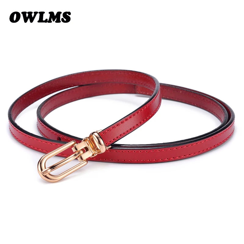 Newest Belt Fashion Cowskin Thin Belts For Women Gold Pin Buckle Female Belt Genuine Leather Lady Dress Decorate Ceinture Femme newest african female print two piece set women men casual pullover hoodie pants suit ethnic style dashiki tribal couple clothes