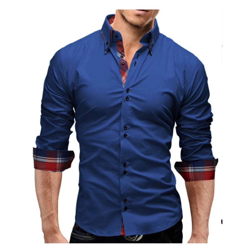 الرجال قميص 2018 ربيع جديد العلامة التجارية للرجال يتأهل اللباس قميص الذكور طويلة الأكمام عارضة قميص camisa الغمد xxxl c03