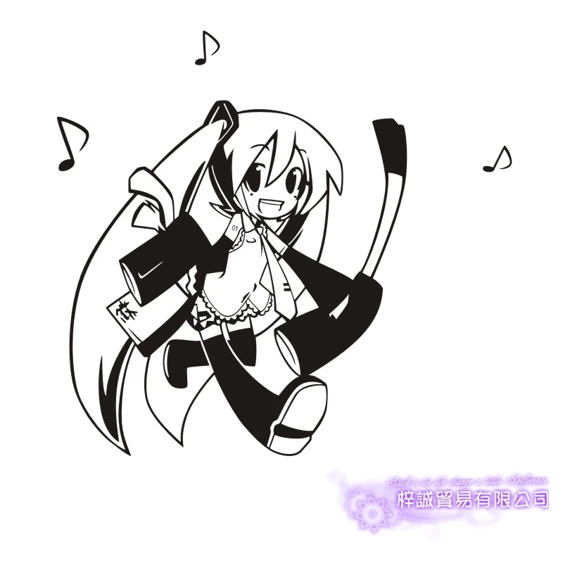 DCTAL Hatsune Miku Wall Decal Anime Cartoon Car Sticker Vinyl Wall Stickers Decal Decor Home Decorative Decoration