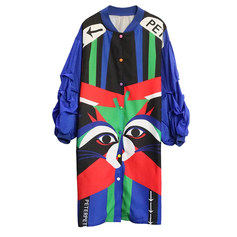 2019 Z Top Brand Thailand Tide Spring Autumn New Color Animal Print Loose Lantern Sleeves Long Coat Wild Women Jacket