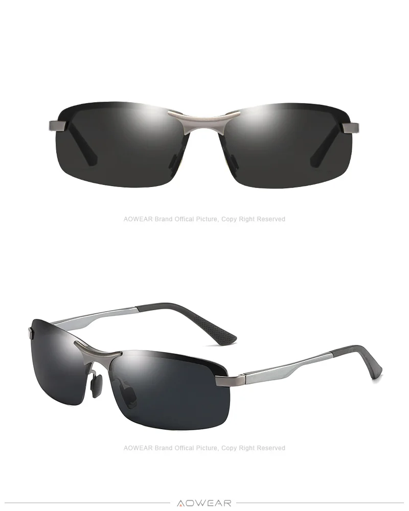 AOWEAR алюминиевые очки для ночного вождения, антибликовые очки для ночного видения, мужские Поляризованные желтые солнцезащитные очки, высокое качество, очки