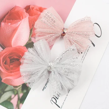 

Oaoleer Hair Accessories Hair Bows for Girls Sequin Organza Hair Clips Kids Hairgrips Princess Girls 4'' Bows Hair Accessories