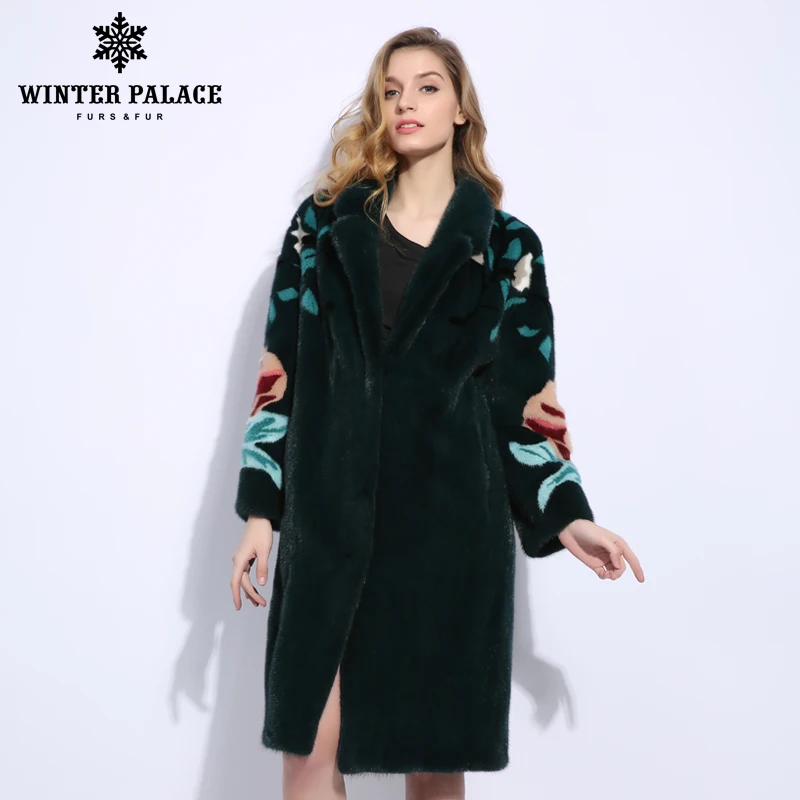 Petal three-dimensional figure imported mink fur coat long mink coats women Self-cultivation fur coat