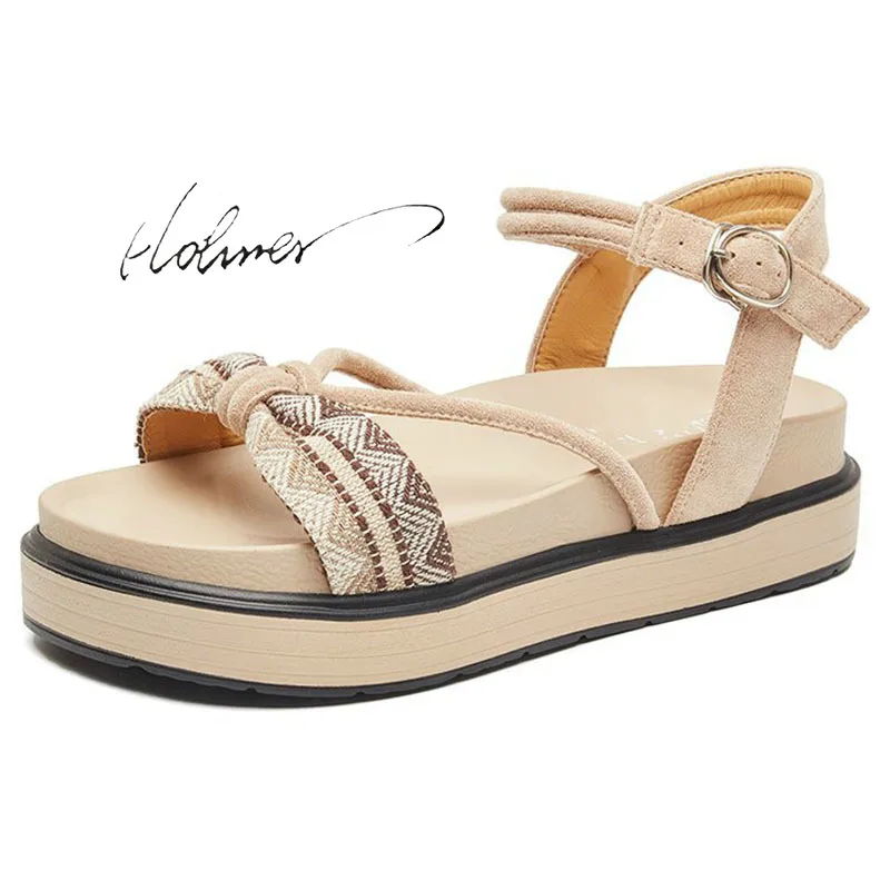 

Hohner Women Flat Platform Sandals Cute Clear Casual Cheap Soft Open-toe Walking Strappy Rope Sandals Rice White