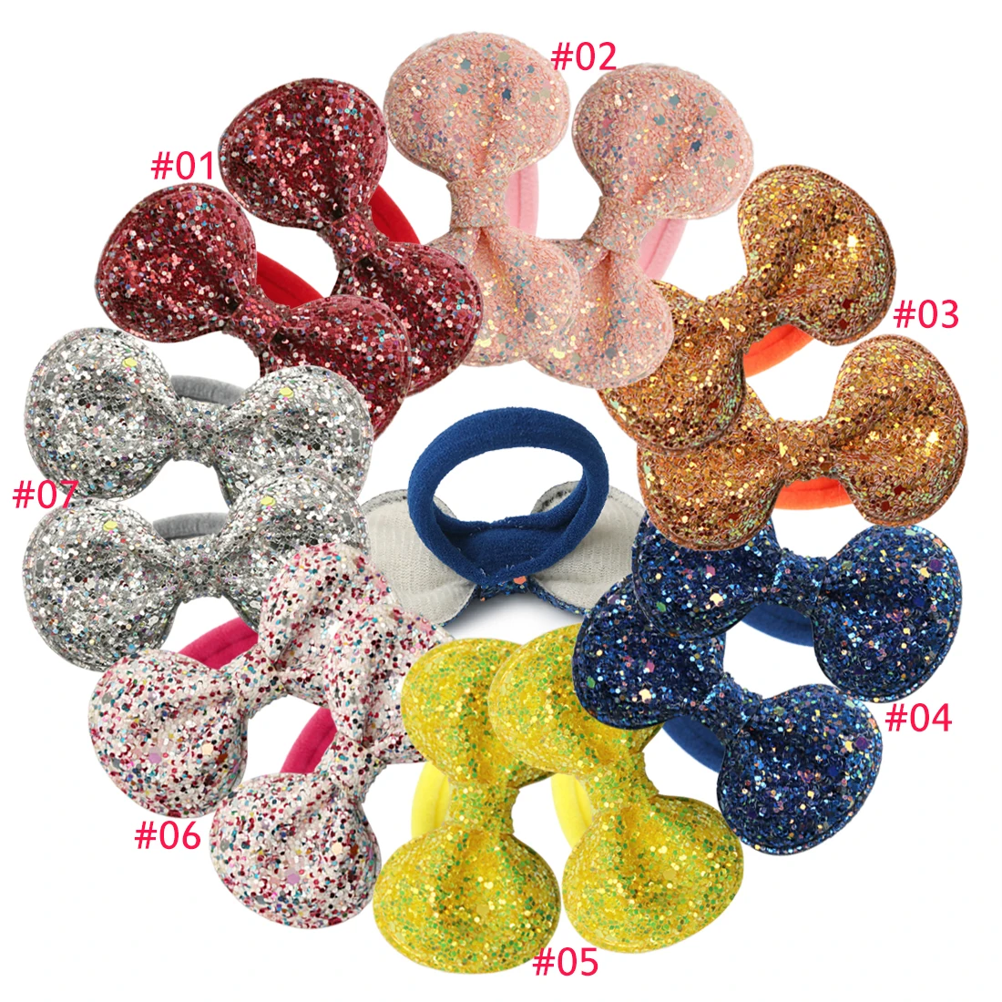 14pcs/lot New Girls High Elastic Hair Bands Glitter Sequins Hair Rope