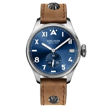 AGELCOER Designer Mens Dress Watch Automatic Mechanical Calendar Role Watches Male Leather Blue Black Dial Simple Wrist Watches