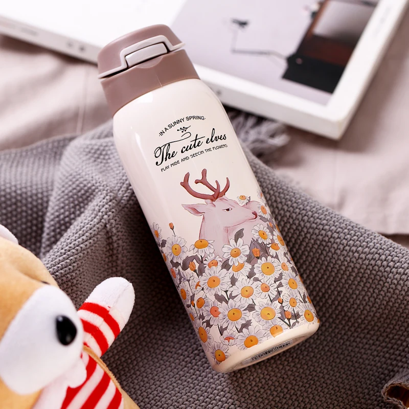 HTB13Kd2XUY1gK0jSZFMq6yWcVXak 380/450ML Double Wall Sport Tea Coffee Thermos Hot water bottle 304 Stainless Steel Vacuum Flask mug with straw insulated cup