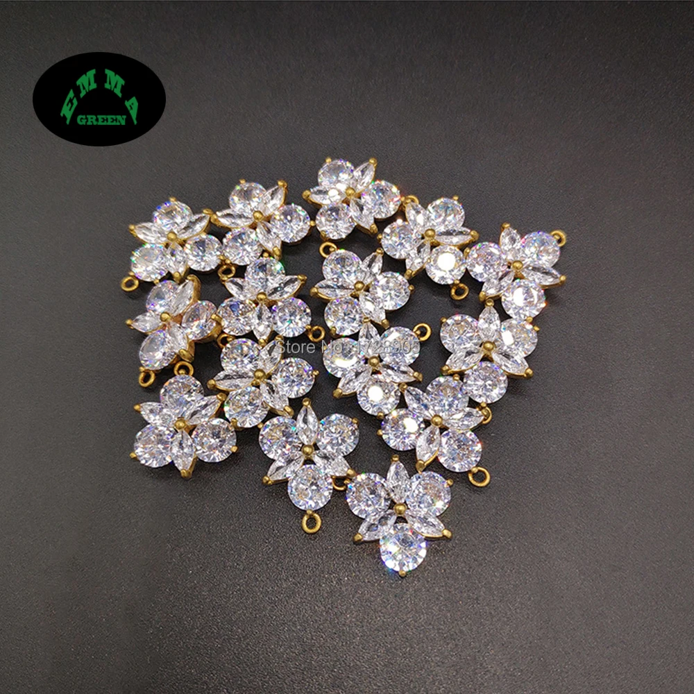 

Zircon Flower Charms Copper CZ Zircon DIY Earrings making 18 mm 10 pcs Charms Beads for Jewelry Making