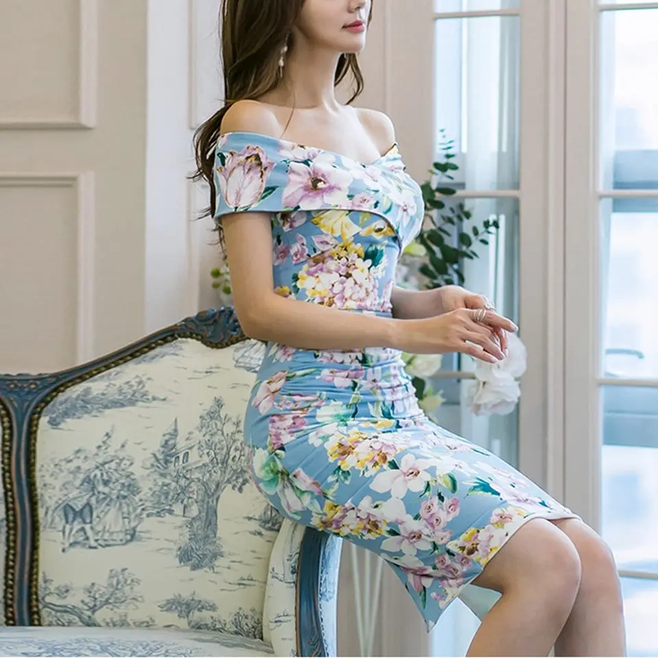 [DOYOLUYA] женское элегантное винтажное облегающее платье с цветочным принтом