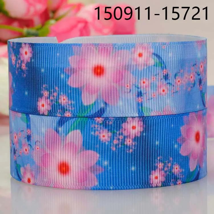 free shipping 50 yard 1/2&quot 38mm Japanese purplr flower pattern print grosgrain ribbon tape DIY handmade hair bow | Дом и сад