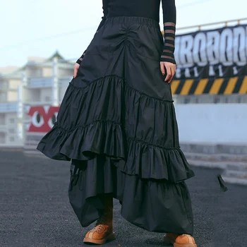 

Fashion Irregular Black Skirt Women Spring&Summer Cake Skirts 2019 New Streetwear All-match Long Mermaid Skirt Falda Larga