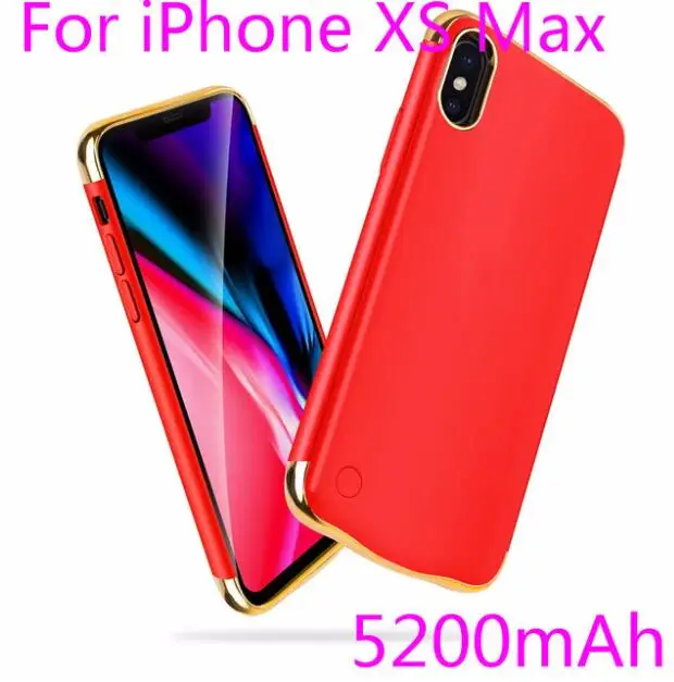 Egeedigi покрытие Батарея крышка для iPhone X Xs 4500 mAh XR Xs Макс 5200 mAh Портативный Мощность Bank зарядки чехол - Цвет: XS Max Red
