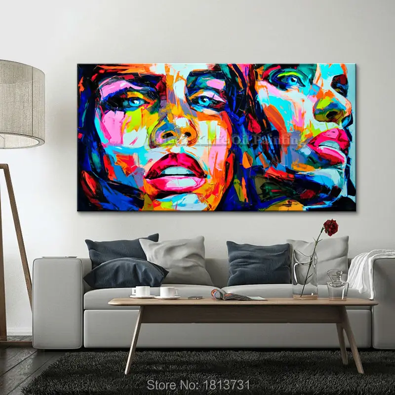 Palette knife painting portrait Palette knife Face Oil painting Impasto figure on canvas Hand painted Francoise Nielly 1